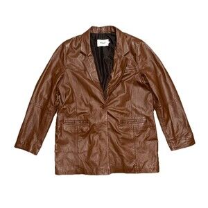 Free People Deadwood Leather Brooke Blazer Jacket Chocolate Brown Boho Size 42